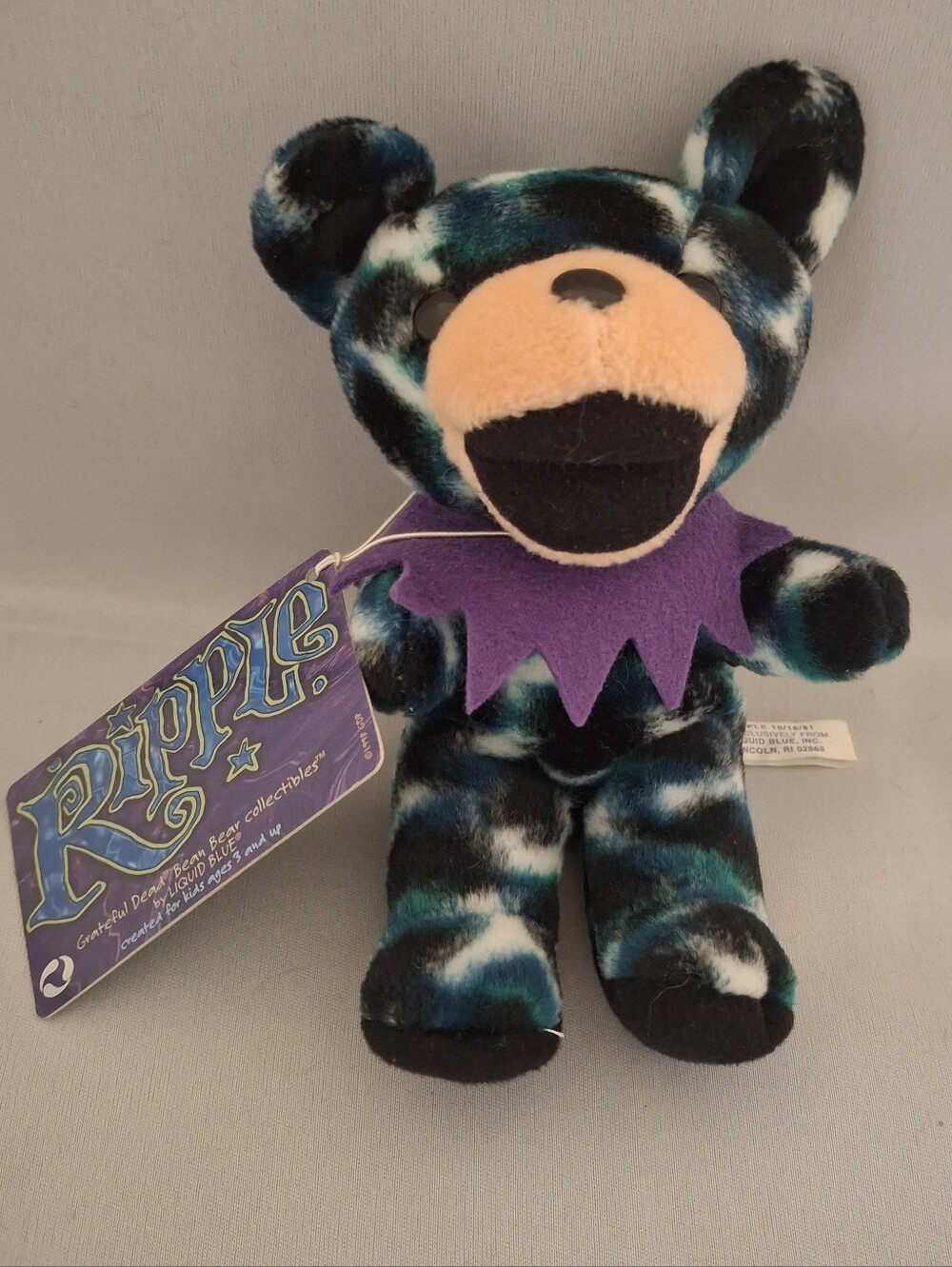 Grateful Dead Dancing Bear RIPPLE Edition 2 NWT Liquid Blue Vintage Plush 7"